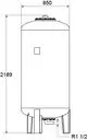 Zylinderförmiges Druckausdehnungsgefäß mit oberer Anschlussöffnung und mehreren seitlichen Anschlüssen, als Teil von IMI Hydronic Engineering Produkten.
